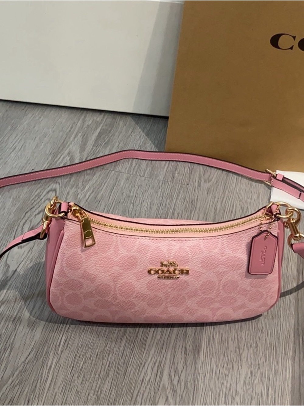 NWT Coach Teri Shoulder Bag In Signature Canvas With Charms Powder Pink - Picture 4 of 9